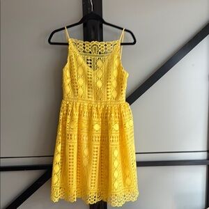 ASOS Yellow Lace Eyelet Dress - beautiful details- US6